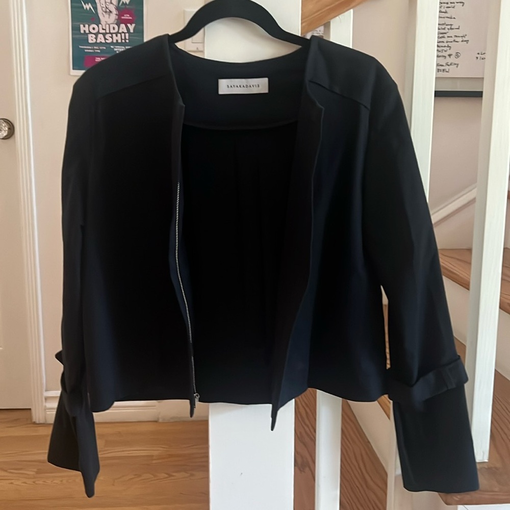 Sayaka Davis Cropped Jacket in Navy - Picture 4 of 9
